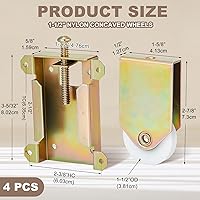 Vista 2 de Therwen 4 Pcs 2-1/2 Inch Sliding Mirror Closet Door Roller Wheels Replacement Assembly 1-1/2 Inch Nylon Concaved Ball Bearing Wheels, Sliding Glass