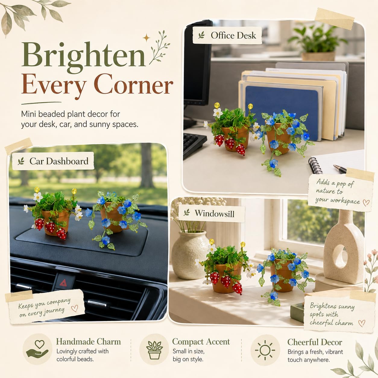 ZHXiLiaan DIY Beaded Plant Kit，Forever Plant Kit Magnets for Fridge