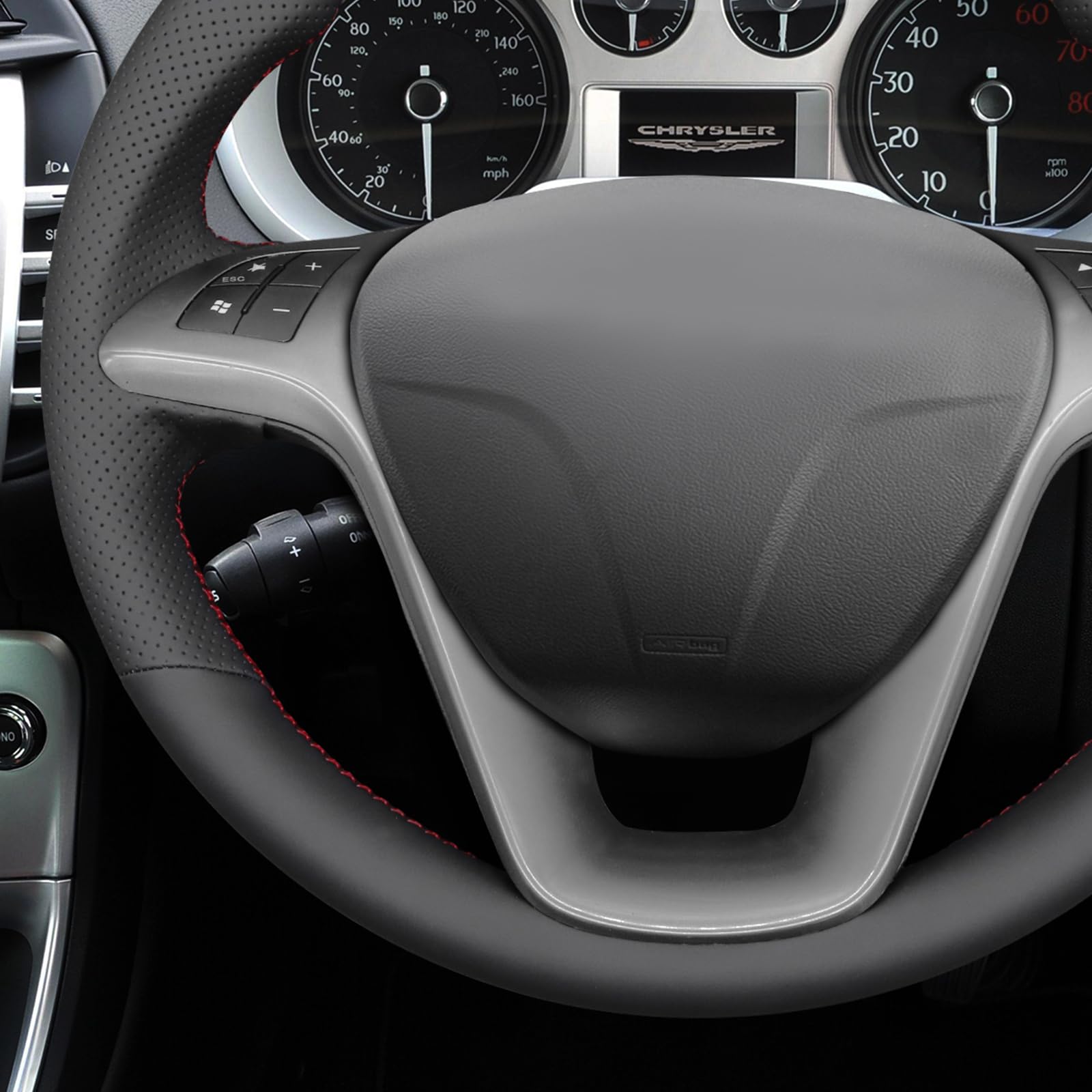 MEWANT Funda de Volante a Medida para Coser Lancia Delta III 3 | Volante de Coche Cosida a Mano / Lancia Delta III 3 2011-2014 / Ypsilon 2011-2024 Accesorios / Lancia Ypsilon Transpirable