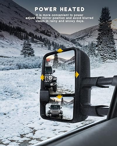 Miniatura 4 de OCPTY Espejos retrovisores, potencia calentada espejos de remolque para Chevy Silverado 2014-2018 para Gmc Sierra 2014-2018 con lámpara de marcha