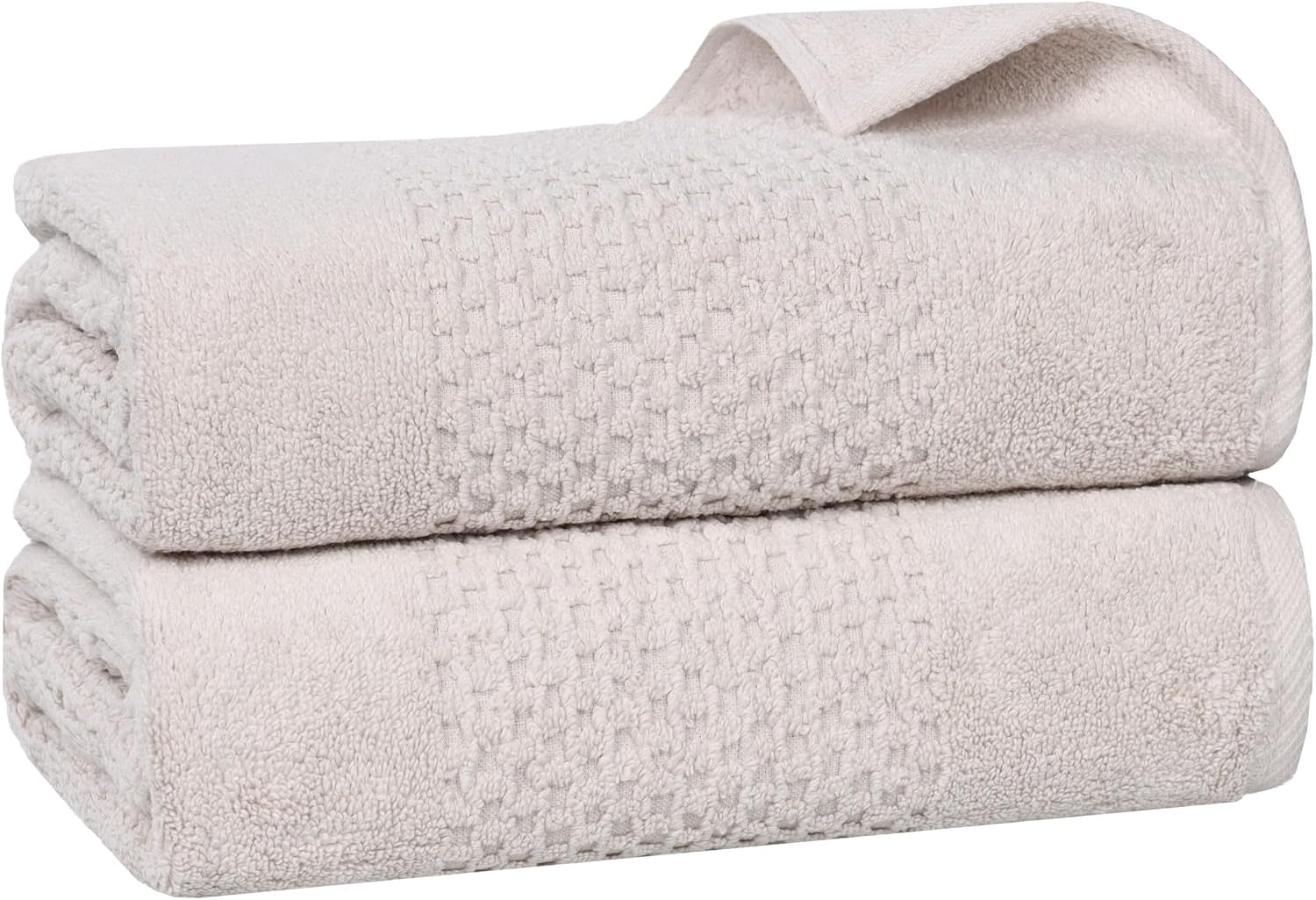 SUPERIOR Playa Zero Twist Cotton Medium Weight Bath Sheets, for Guest Bath, Bathroom, Shower, Spa, Plush, Quick Dry, Ultra-Soft Towels, Essentials, Waffle Textured, Oversized Towels, Set of 2, Silver