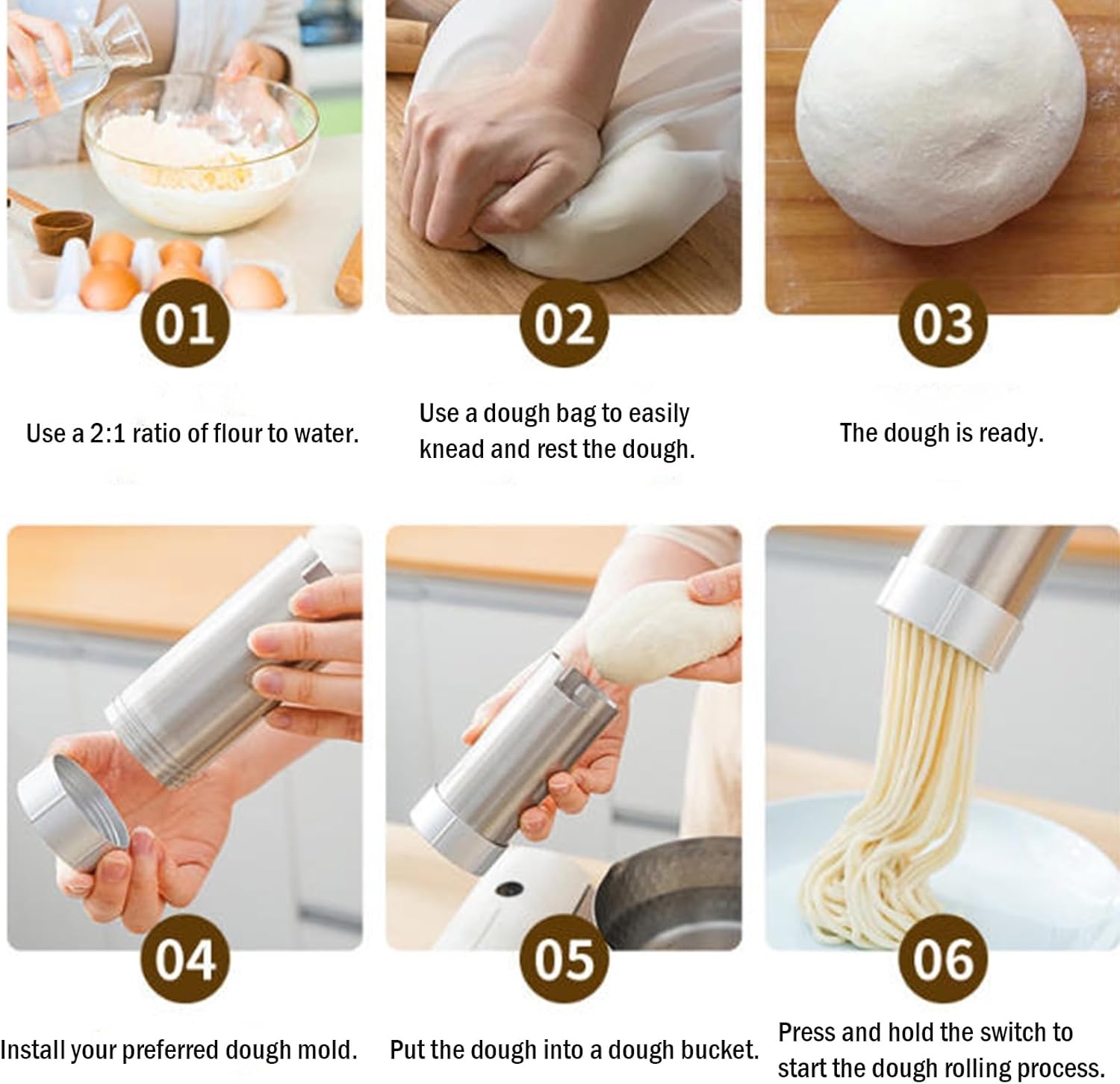 Handheld Electric Pasta Maker, Cordless Pasta Maker Machine, Portable Noodle Maker, 5 Pasta Moulds, for Making Spaghetti, Linguine, Etc