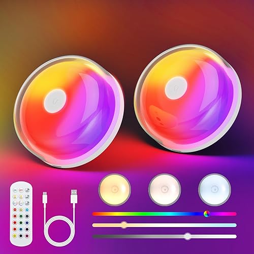 Funlenry Rechargeable Shower Light No Wiring - 15 Color Changing Mood Light for Shower Bathroom Closet Bedroom Livingroom, 2 Pack - Rechargeable