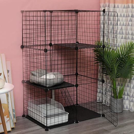 Amazon Co Jp 猫用ケージ 大型 猫 ケージ スリム 猫 ケージ サークル金属線犬小屋クレート子猫チンチラとペットミンク用小動物ケージ1 2匹の猫に最適 ペット用品