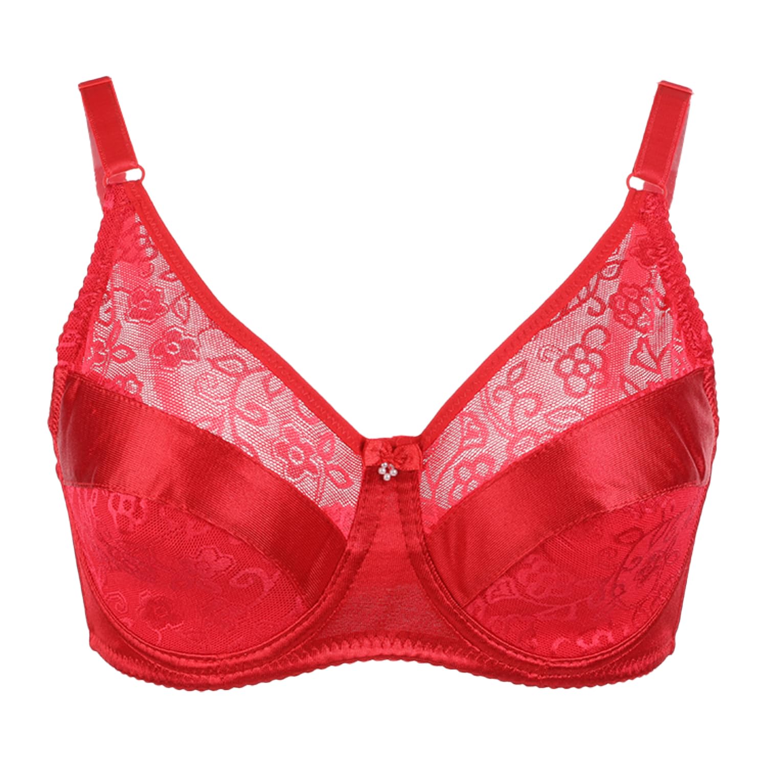 IVITA Mastektomie BH Silikon Brüste Formen Tasche Spitze BH für Mastektomie Prothese (Red, 40)