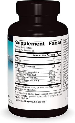 Miniatura 3 de Source Naturals ArcticPure Aceite de krill 500 mcg Premium Omega-3 para corazón, cerebro y síndrome premenstrual - 60 cápsulas blandas