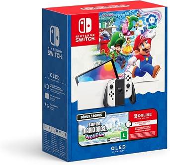 Console Nintendo Switch OLED + Super Mario Wonder + 12 Meses Online
