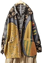 Janein S01DE Women's Pullover Oversize Casual Loose Long Knitted Jumper with Print Crew Neck Winter Jumper for Women Jumper Sweatshirt