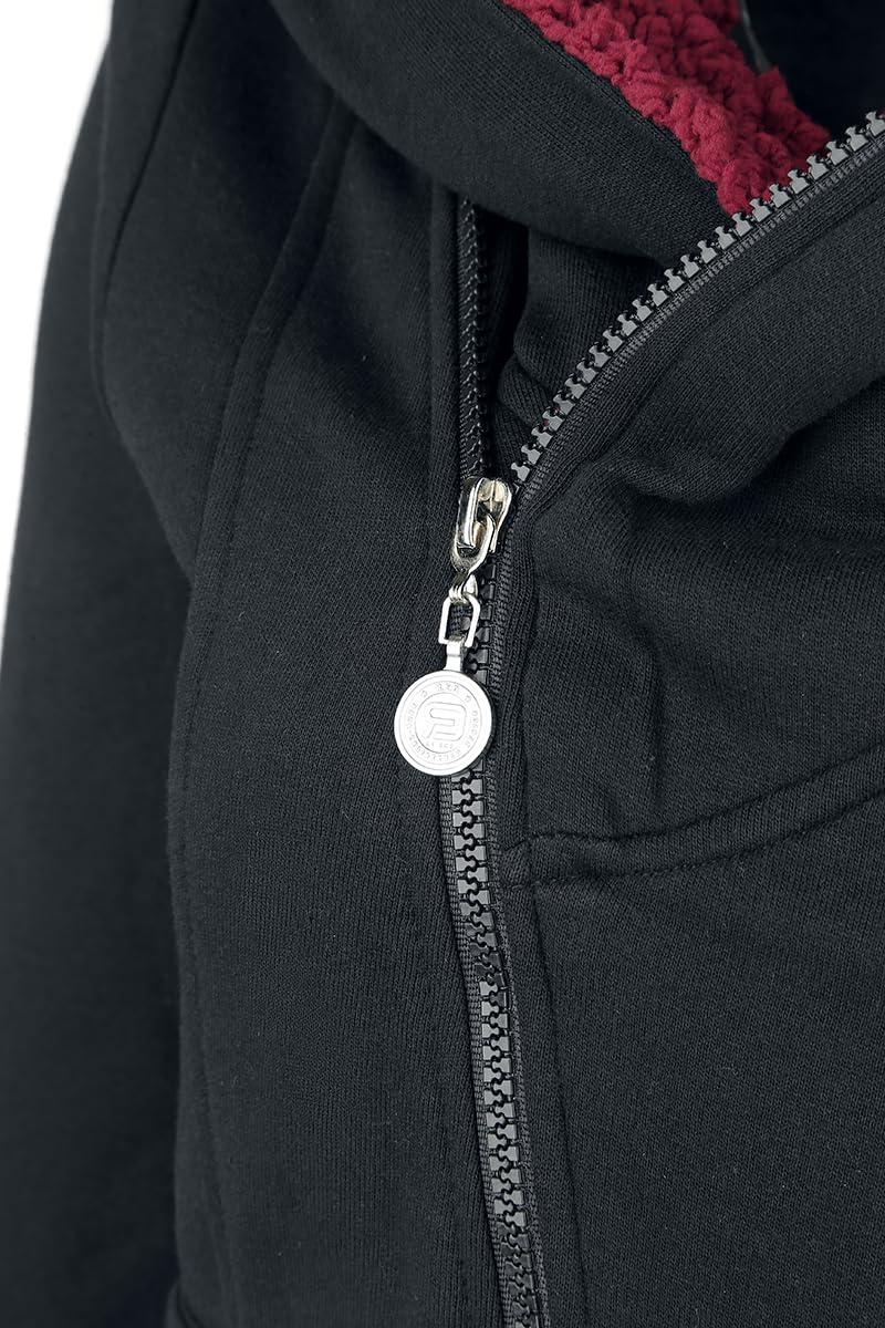 RED by EMP Damen schwarze Kapuzenjacke mit Teddyfell-Kapuze