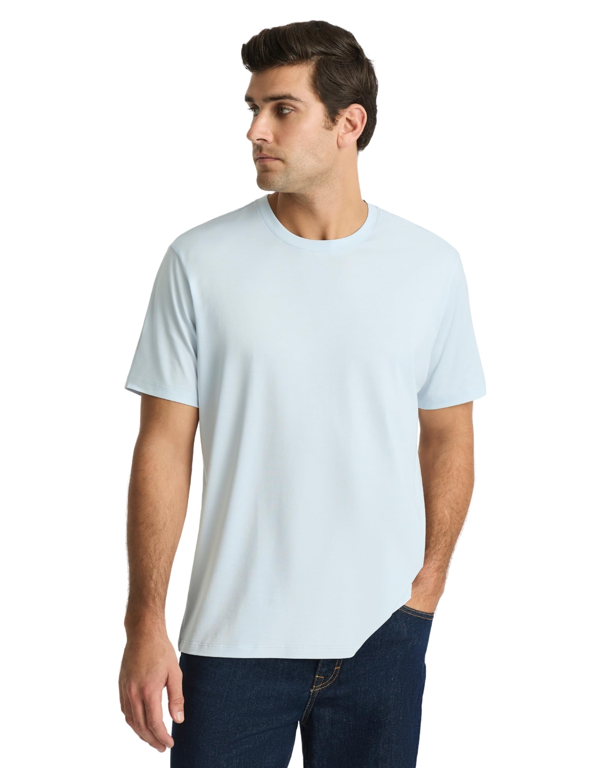 Mens Supima Mercerised Cotton T-Shirt USA-Grown Cotton Luxury Finish Crew Neck Short Sleeve Structured Fit