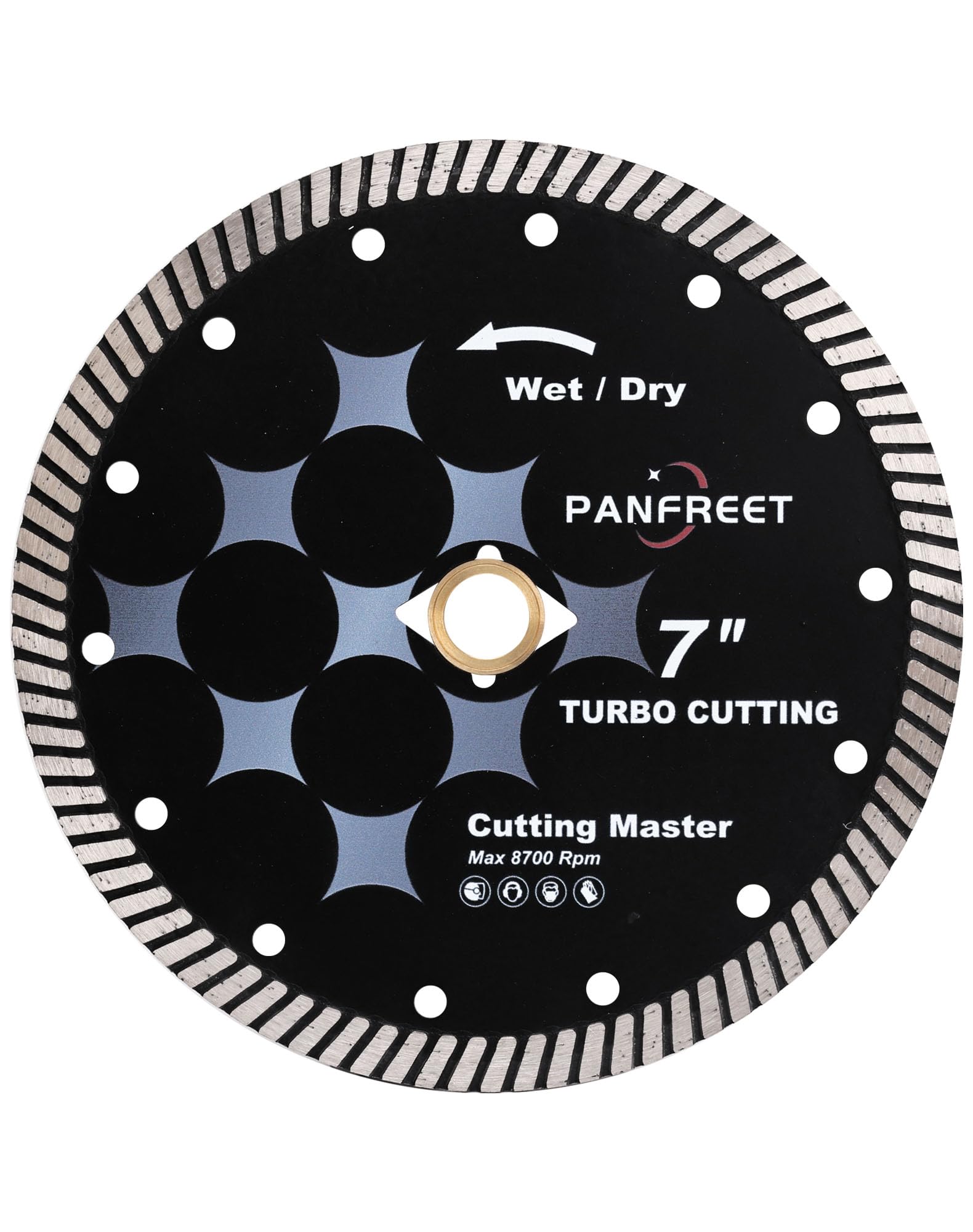 PANFREET 7 Inch Wet Granite Turbo Blade for Granite,Marble,Engineered Stone Surfaces and Ceramic Tile