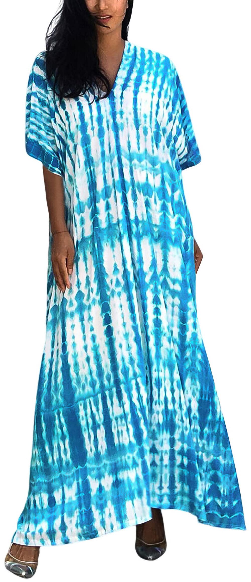 SEAUR Women’s Long Beach Kimono Loose Open Front Bathing Suit Cover Up Casual Turkish Kaftan Caftan Swimsuit Dress