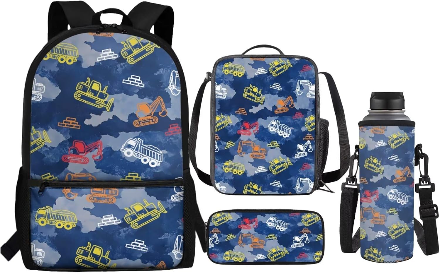 Renewold Backpack for Girls Boys Baseball Trendy Print Kids Bookbags Set Preschool Primary Middle Student Bookbag with Insulated Lunch Box Bag Pencil Case Water Bottle Bag 4pcs Set School Supplies