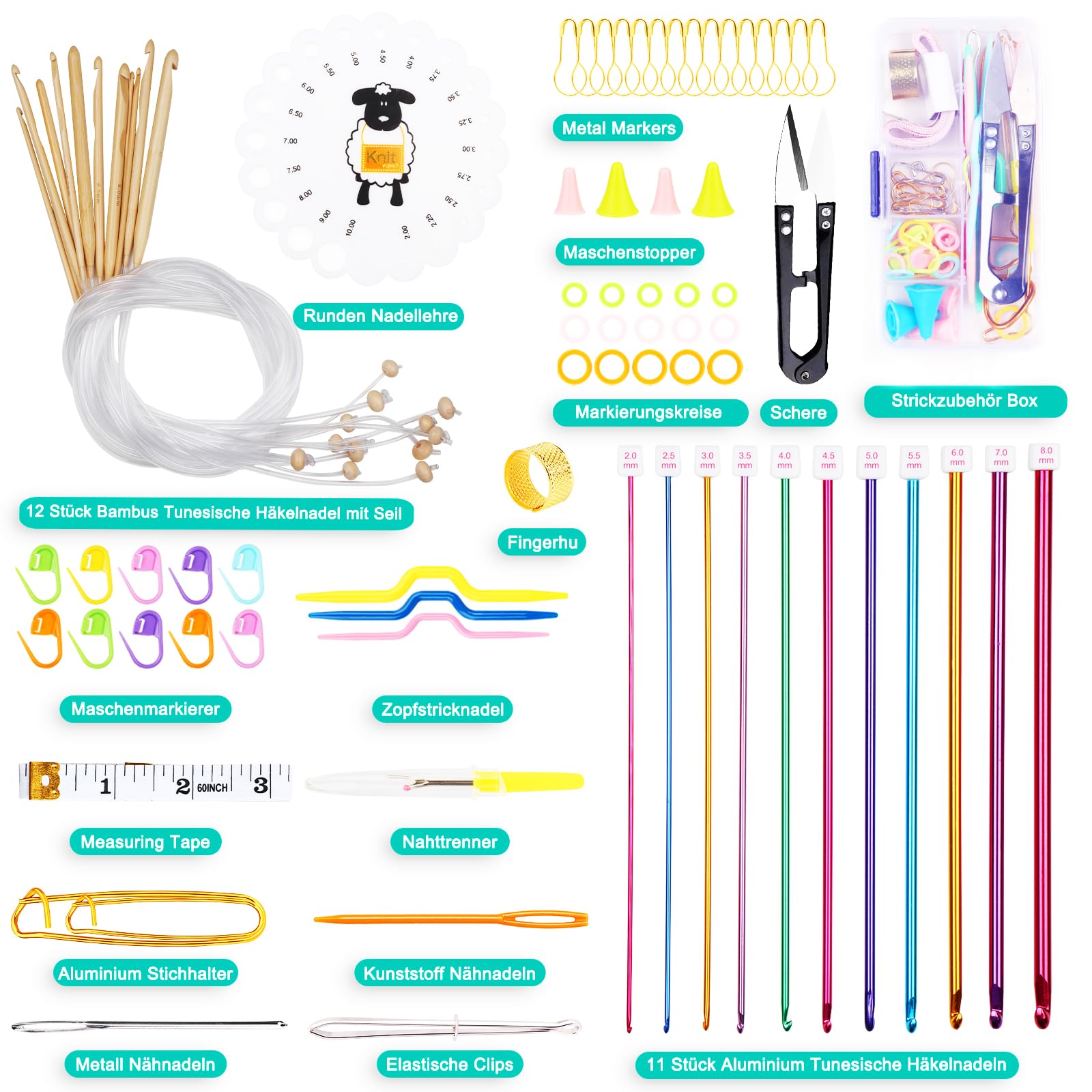 Coopay 12 Pièces Crochet Tunisien Interchangeable De 3 à 10mm