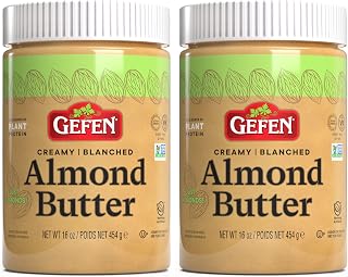Gefen Pure Blanched Almond Butter 16oz 2-Pack - Non-GMO Creamy No Sugar Salt Added Vegan Keto Paleo Gluten-Free Kosher USA