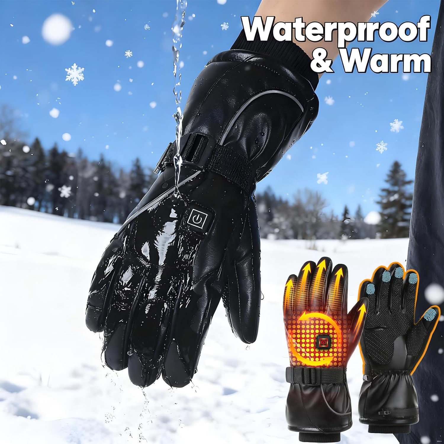 Heated Gloves, Heated Gloves for Men Women,Rechargeable Electric Gloves with 7.4V 5000mAh *2,Touch Screen Waterproof Non-Slip Heating Glove for Motorcycling Cycling Skiing Hunting Camping Outdoor Work - Image 7