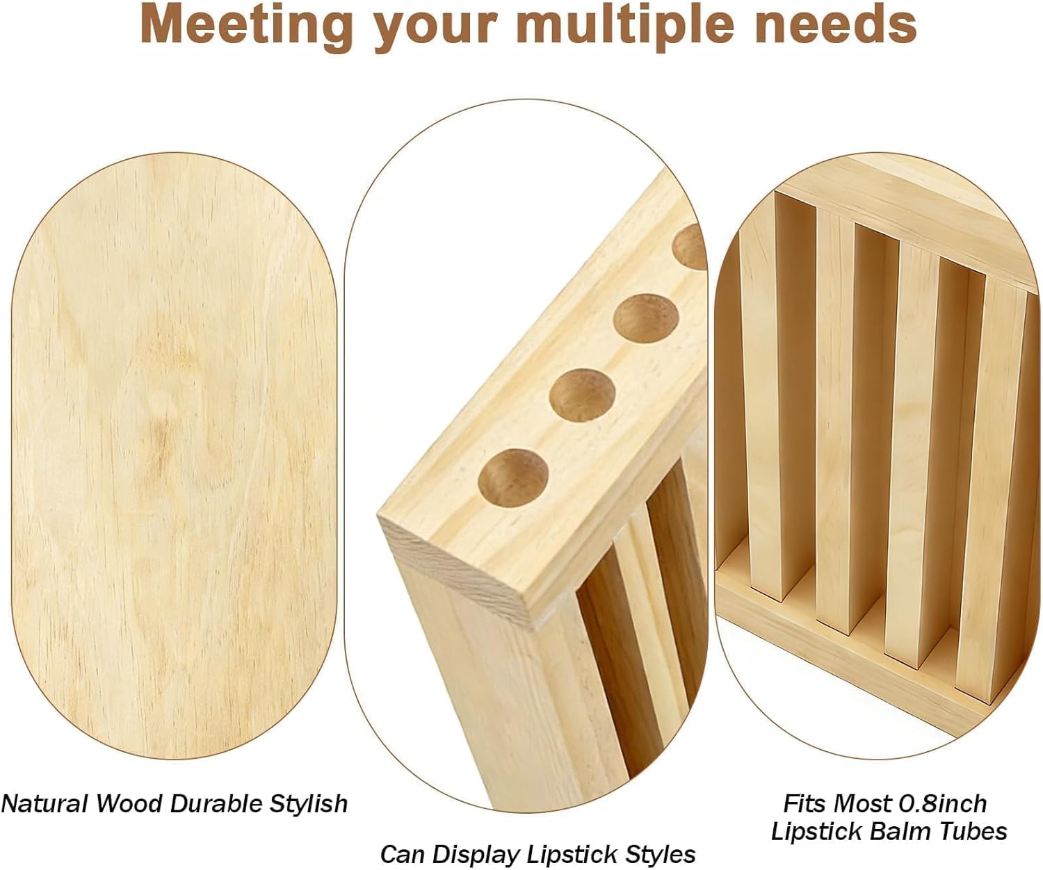 10 Slot Wooden Lipstick Holder with DIY Blackboard, 0.8 Inch Slot Lipstick Organizer Perfume Organizer for Drawer, Wood Lip Balm Display for Market, Craft Booth, Vanity & Room Display