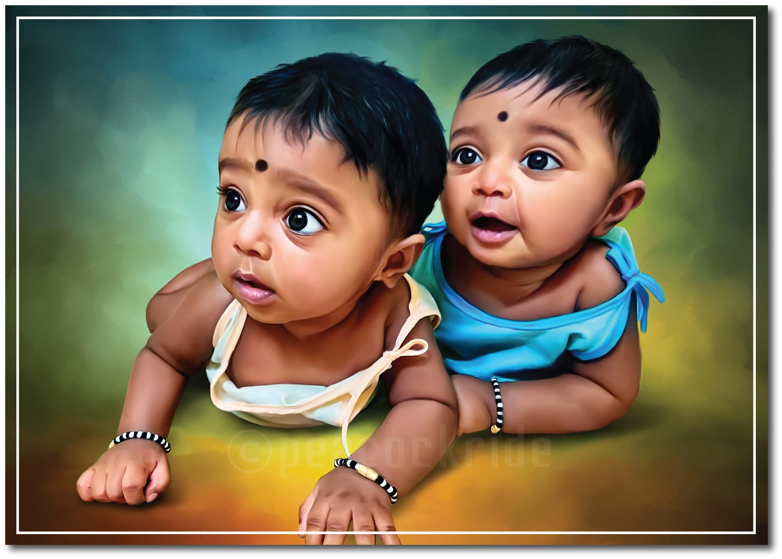 PEACOCKRIDE Indian Twins/Twins Baby Smiling Babies/Twin Little