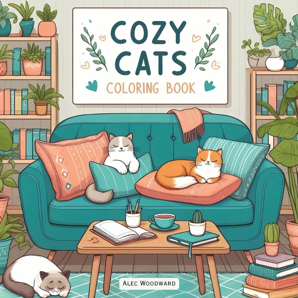 Cozy Cats Coloring Book: Relaxing Cat Scenes and Peaceful Moments to Color (Cozy Coloring Books Series)