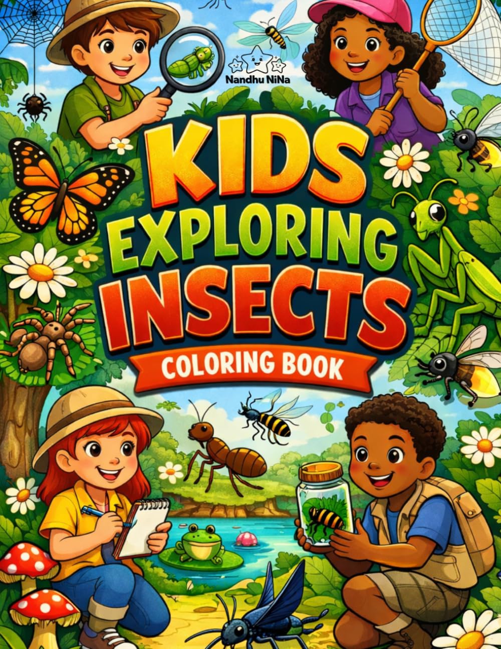 Kids Exploring Insects Coloring Book: Fun Nature Adventure Coloring Pages with Bugs, Outdoor Discovery and Learning Scenes for Ages 4–10 (Tiny World Adventures)