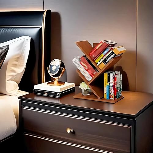 Miniatura 58 de Godferyxin Estantería de árbol de libros, estantería de madera de 5 niveles para exhibir libros, CD, revistas y más en la oficina, el hogar o la