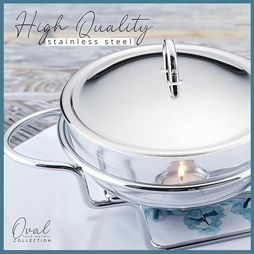 Miniatura 8 de Galashield Chafing Dish - Juego de bandeja de calentamiento con tapas, acero inoxidable con 2 platos de vidrio aptos para horno (1.5 cuartos de