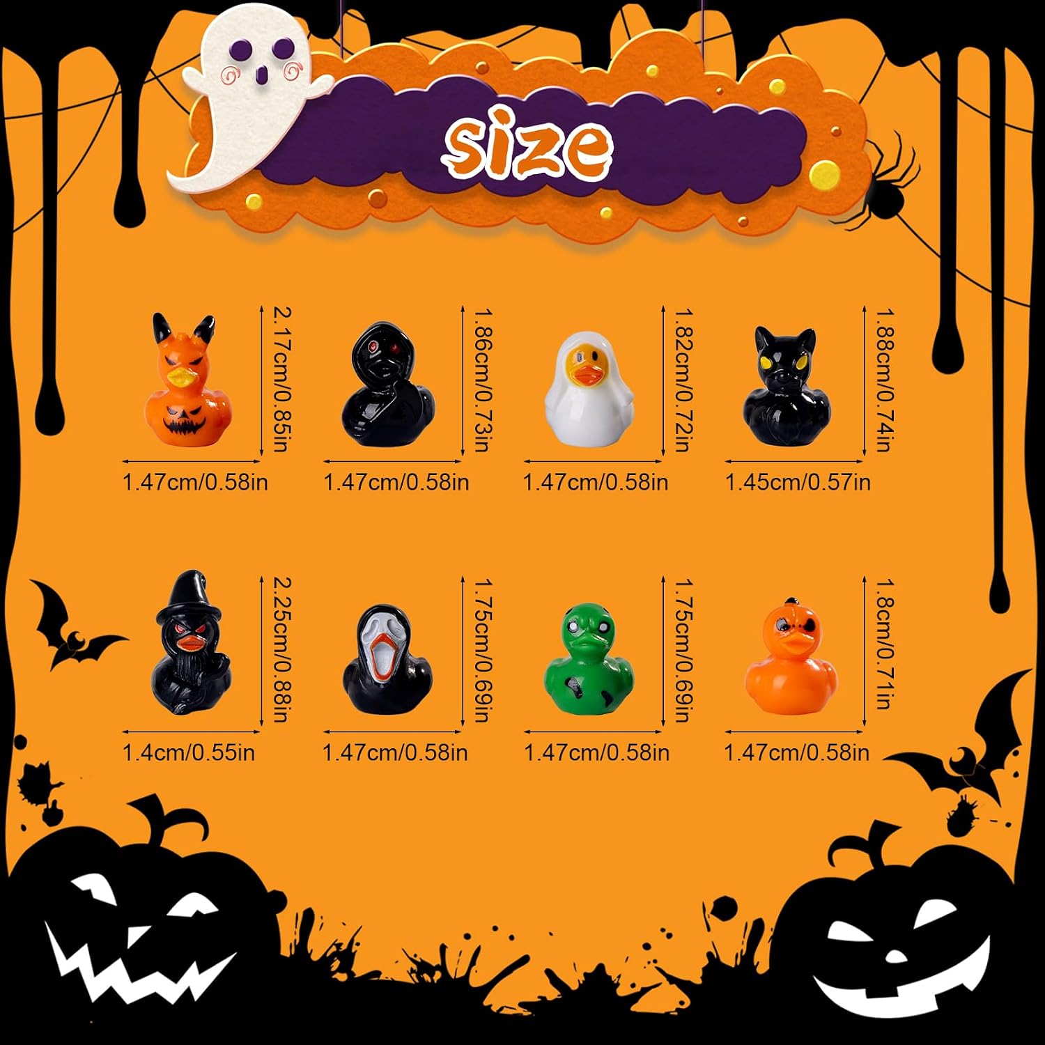 100Pcs Halloween Mini Ducks Miniature Halloween Resin Figurines Decor image 2