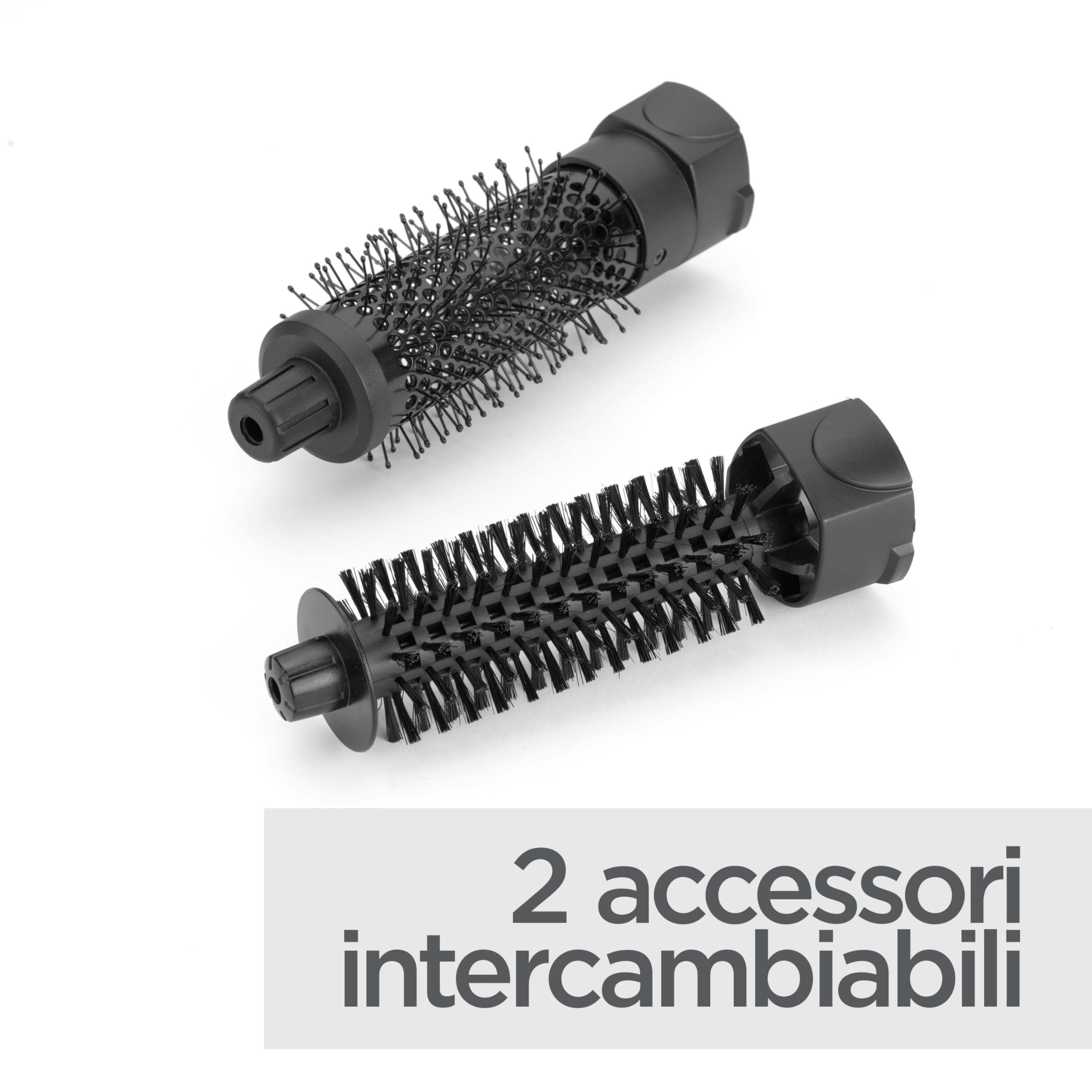 BaByliss Shape & Smooth, Spazzola ad aria calda, 2 accessori intercambiabili, spazzola da 20mm e spazzola da 30mm, funzione aria fredda per fissare la piega, nero, AS82E