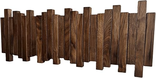 Miniatura 9 de Perchero de madera natural para piano de pared  Perchero de pared  Perchero de pared abatible con 5 ganchos  Almacenamiento de pared de entrada con