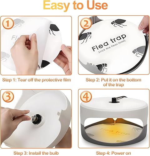 Miniatura 7 de Trampas para pulgas para el interior de tu hogar, paquete de 2 unidades, trampa para pulgas para control de plagas en interiores, mata insectos con
