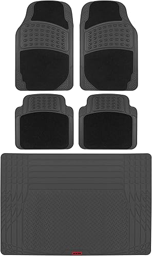 BDK Motor Trend Automotive - Alfombrillas para automóvil y forro para maletero de carga para Coupe sedán, SUV, furgoneta, 5 piezas, alfombras