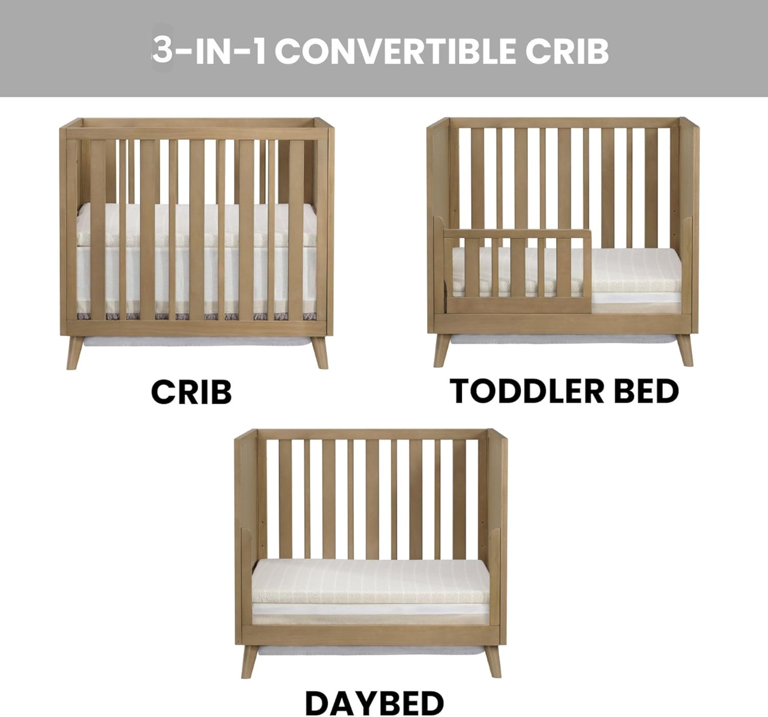 Oxford Baby Renwick 3 in 1 Mini Crib, Acorn Brown