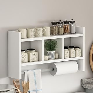 Dmora Mensola Warped 64x15x35h cm Bianco 4 Ripiani