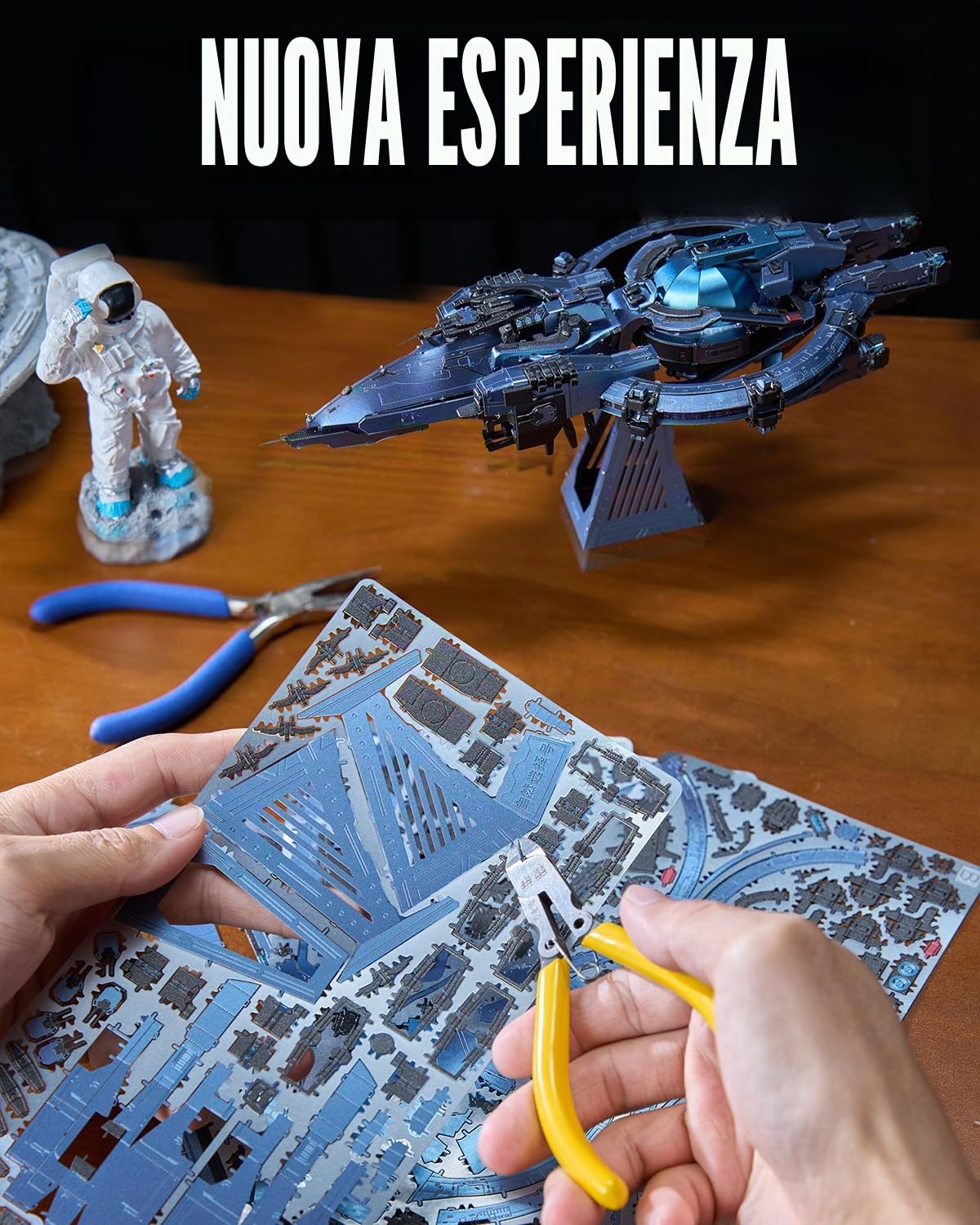 Piececool 3d Metal Puzzle Veicolo Spaziale Selezione Naturale, Problema dei Tre Corpi Corazzata Astronave 3D Puzzle Metallo per Acciaio Inossidabile, Regalo, modellismo da costruire adulti, 378 Pezzi