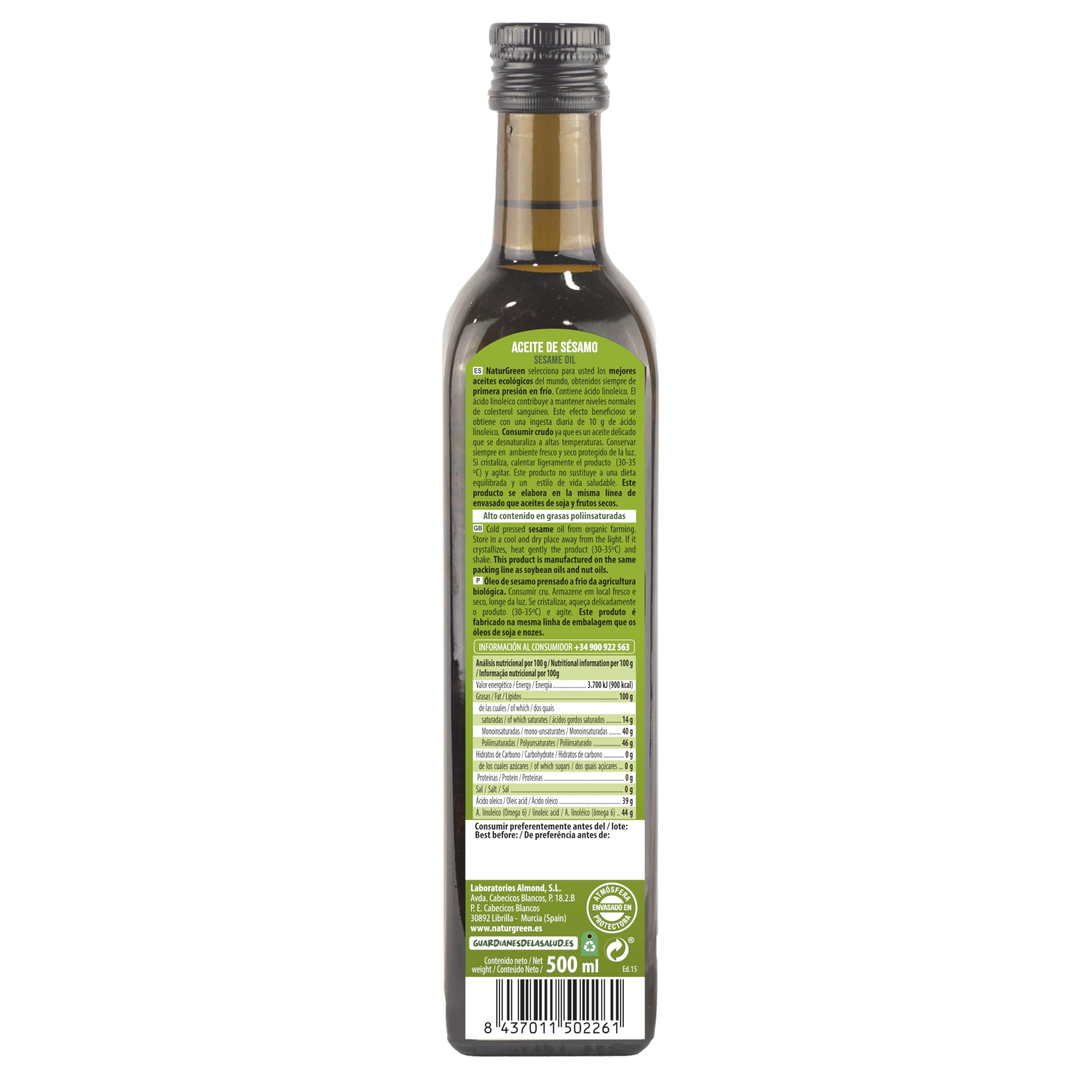 NaturGreen Aceite de Sésamo, 500ml (Bio) - 2