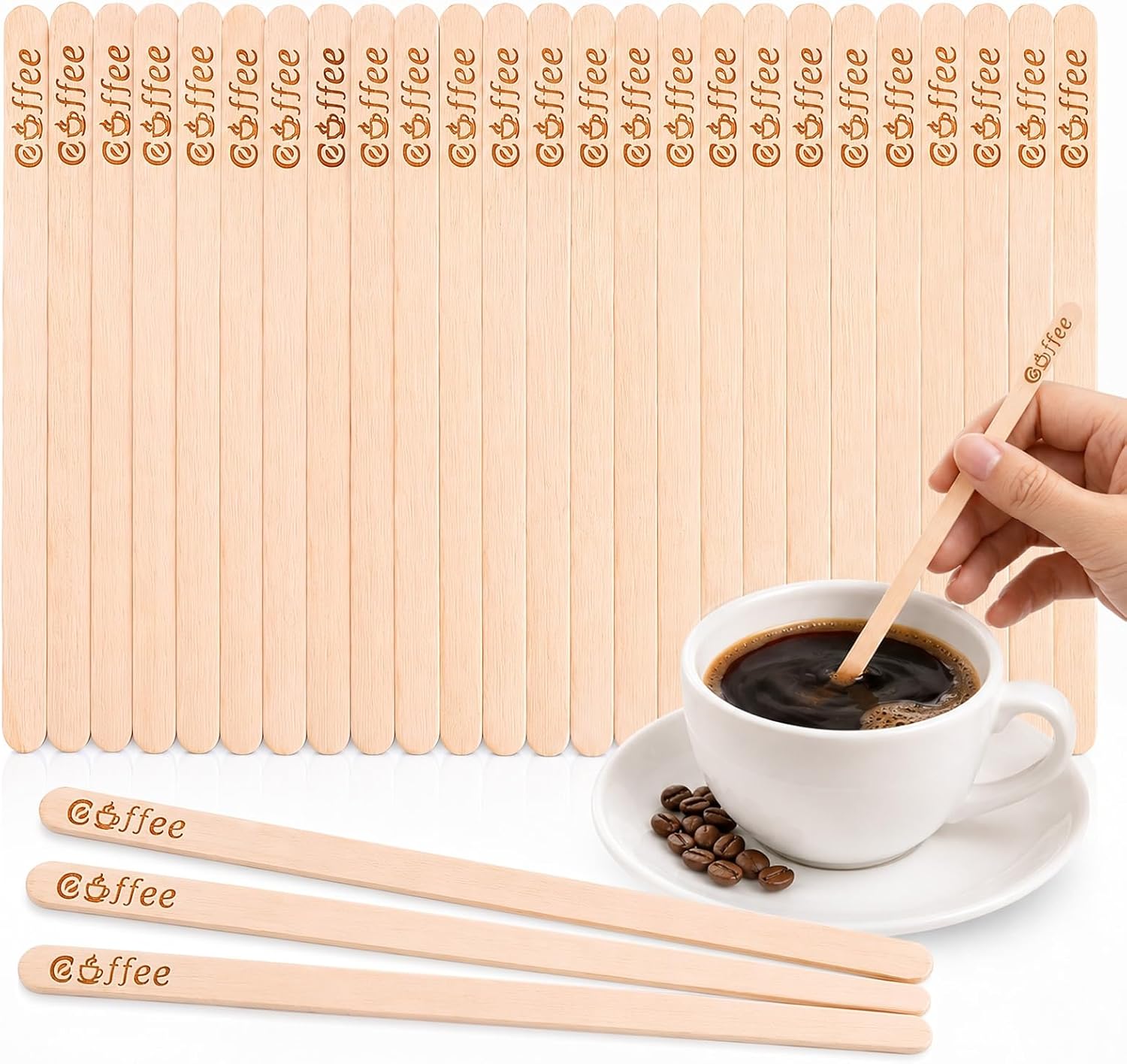 200PCS Coffee Stir Sticks, 5.5 Inch Wooden Coffee Stirrers
