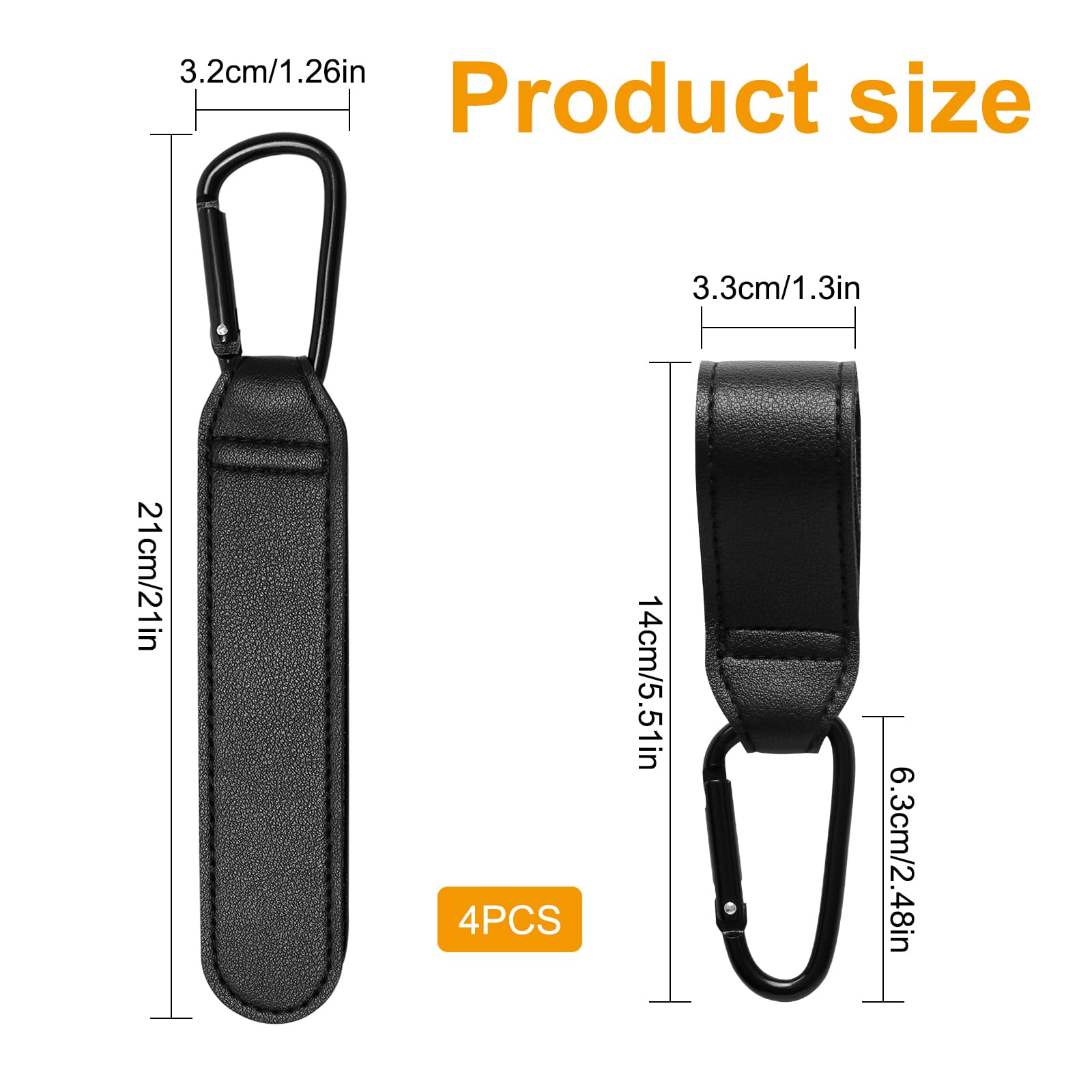 Buggy Clips, 4 Pcs PU Leather Adjustable Pram Hooks for Bags Pram Clips with Anti-Slip Design - Image 2