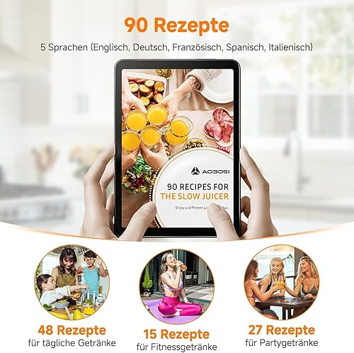 Miniatura 7 de Exprimidor de prensa en frío con conducto de alimentación de 5.4 pulgadas de ancho, extractor de exprimidor de masticación lenta para frutas y