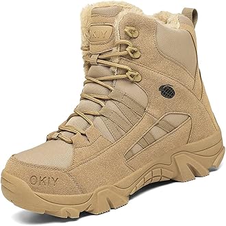 IYVW 2021 Shoes Work Utility Footwear Military Tactical Mens Army Outdoor Sports Camping Hiking Work Combat Lace Up Breathable High Top Side Zipper Desert Leather Shoe Boots