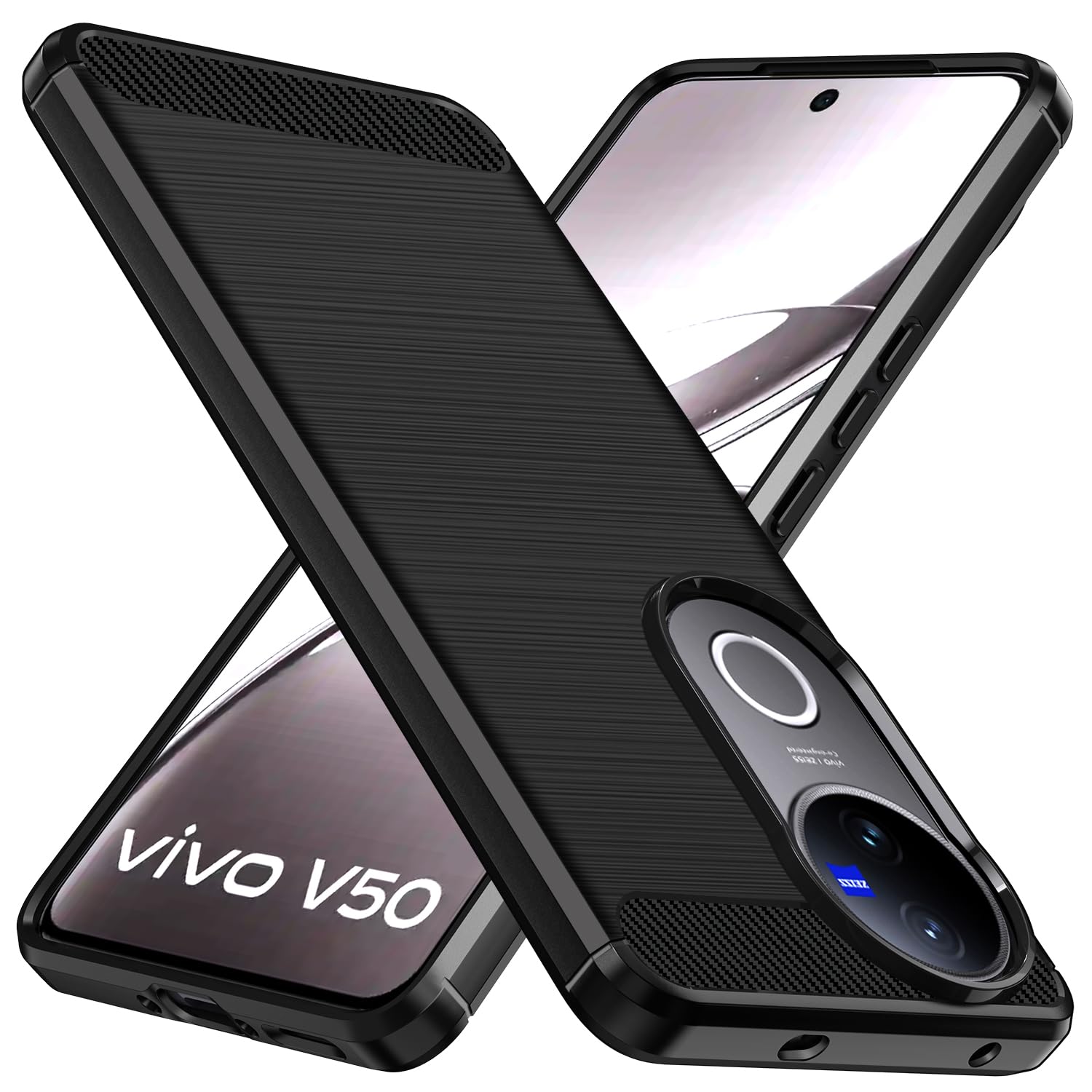 Ivoler Silikon Hülle Für Vivo V50 Lite 4G/5G – Militärischer Schutz Mit Stoßfestem Design & Karbon-Optik | Schwarz, Dünn & Kratzfest