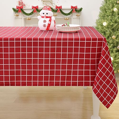 misaya Mantel rectangular de tela impermeable, mantel de poliéster a prueba de manchas, lavable para comedor, cocina, exterior (60 x 84 pulgadas,
