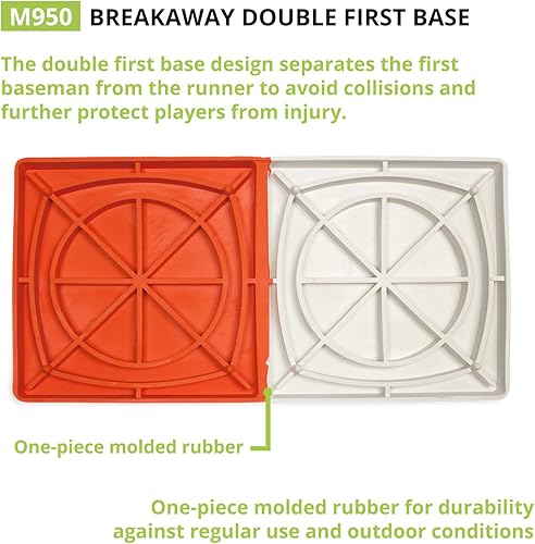 Miniatura 2 de Champion Sports Base de doble primera base con sistema de anclaje al suelo - Juego de base doble de tamaño completo con función de ruptura - Juego