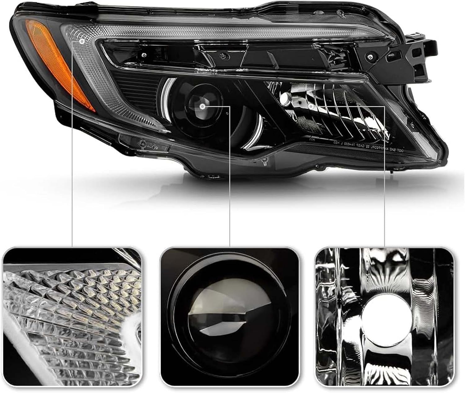 Halogen Headlight Headlamp Assembly w/LED DRL Compatible with 2016-2021 Honda Pilot 2017-2020 Ridgeline 4 Pins Connector Replace for HO2503167 33100TG7A12(Passenger Right Side)