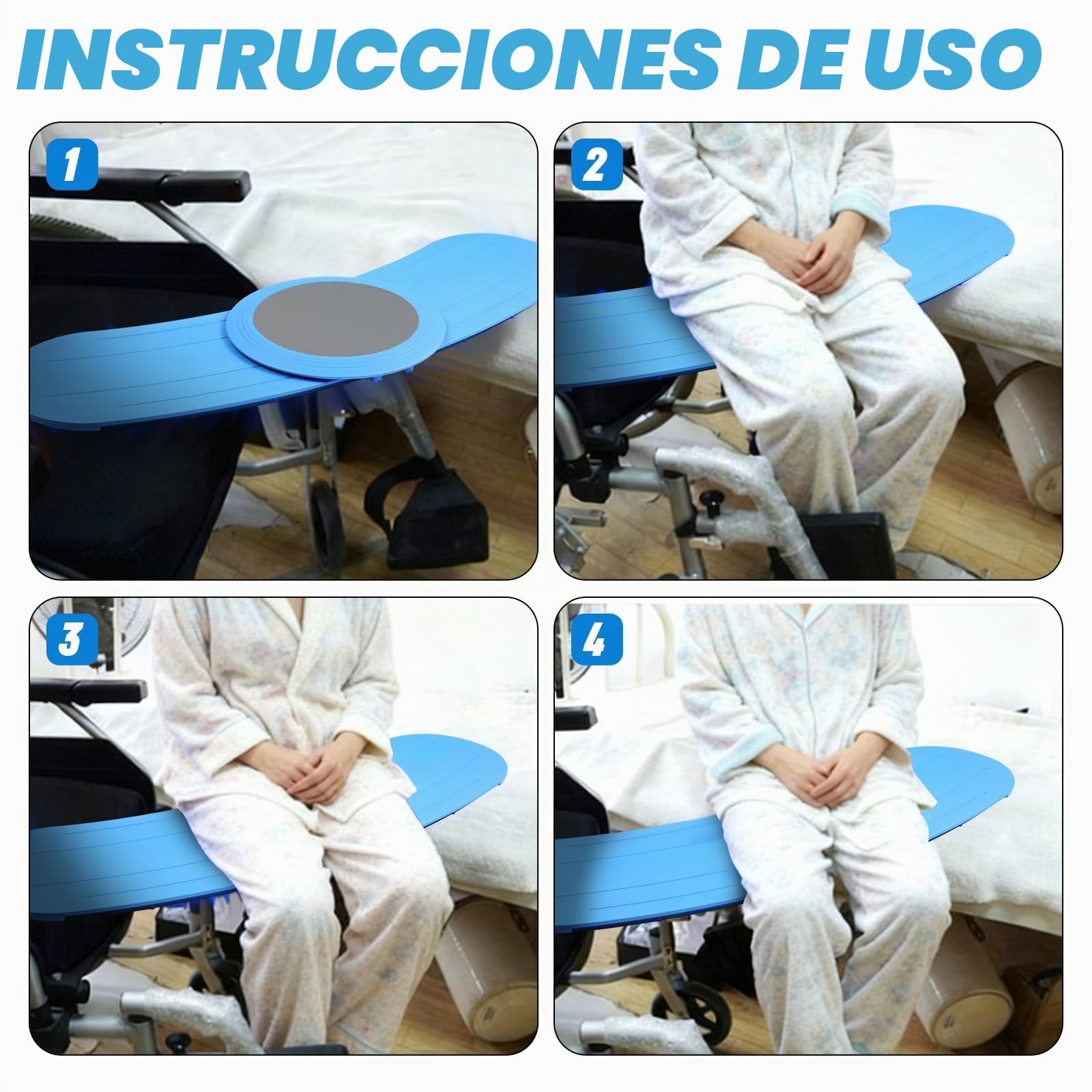 Tabla de transferencia, capacidad de carga 170 kg, tabla de transferencia con disco para usuarios de sillas de ruedas, pacientes, ancianos, de silla de ruedas a la cama, inodoro, bañera, coche