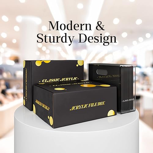 Miniatura 4 de CLASSIC ACRYLIC Organizador de archivos para escritorio una delgada caja de almacenamiento de acrílico con asas es ideal para la organización de la