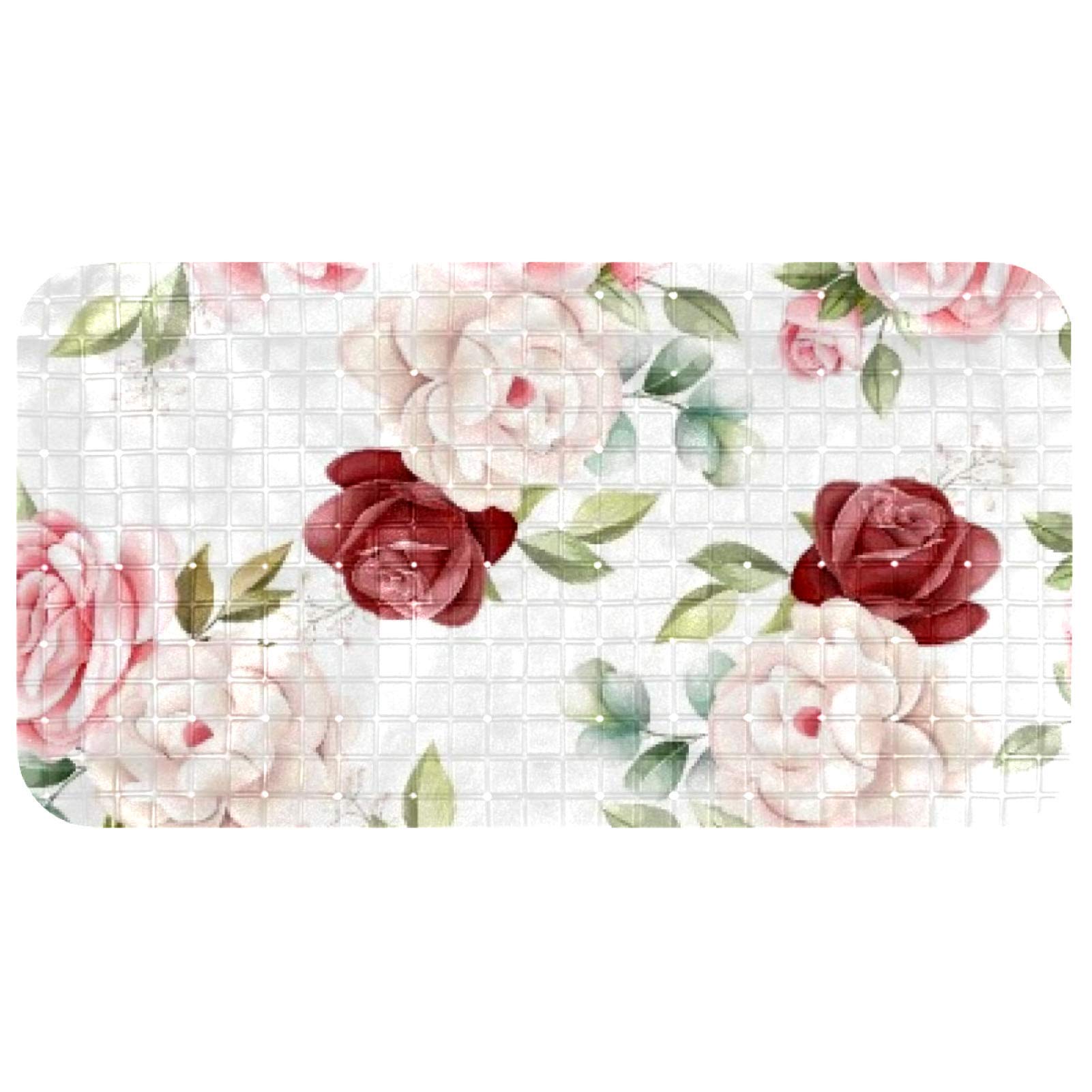Tapis de salle de bain écologique à motif floral rouge vif