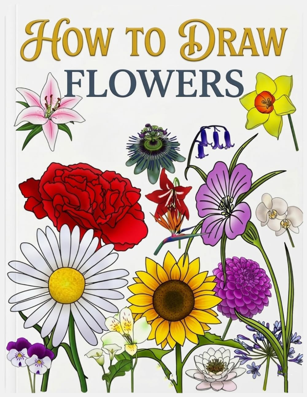 How to Draw Flowers: Easy Step-by-Step Drawing Guide for Beginners and Seniors, Large Print Flower Drawing Book with Simple Instructions