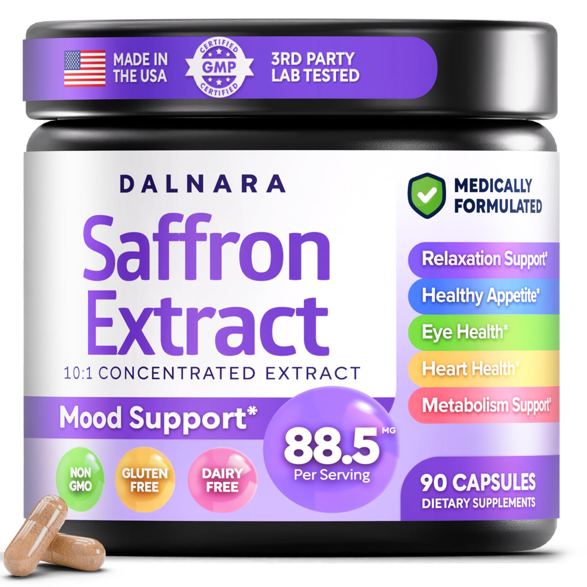 Saffron Supplements for Women 88.5mg Mood | Focus | Vision | Energy Support