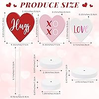 Vista 2 de 3 piezas de decoración de mesa de madera en forma de corazón para el día de San Valentín con base adornos de corazón para el día de San Valentín