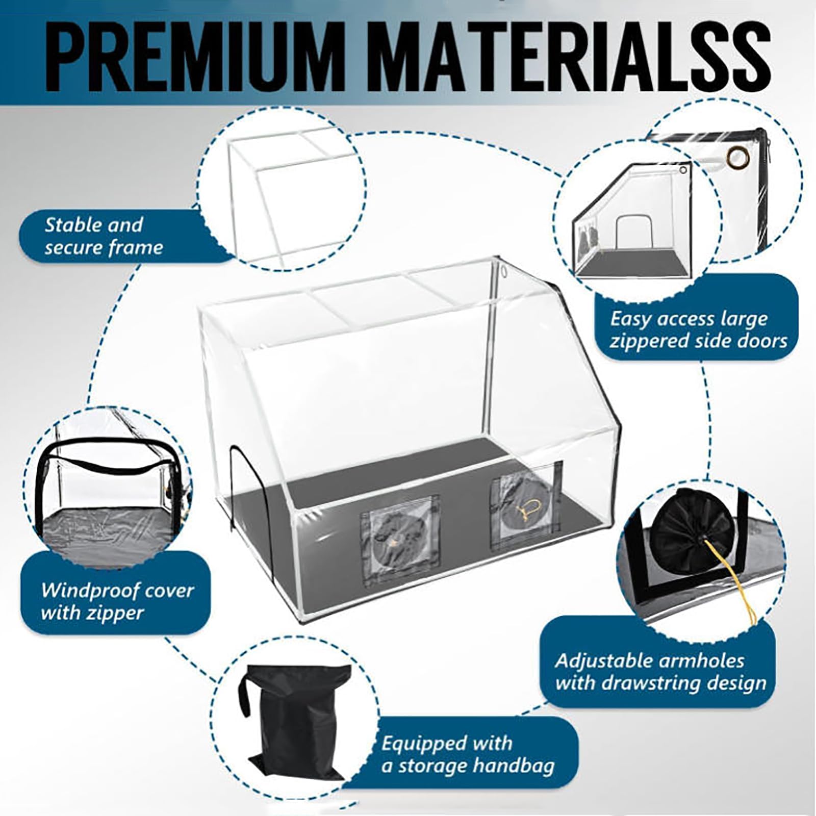 Kit de culture de champignons portable avec pulvérisateur et thermomètre, film PVC transparent pour un contrôle facile, poignets réglables pour la culture de plantes et légumes